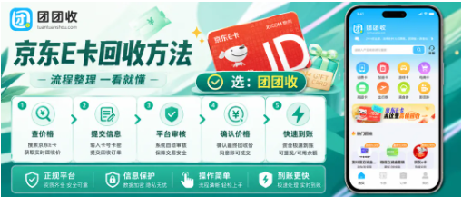 【团团收】京东e卡回收方法更新，单位发放的礼品卡处理更灵活